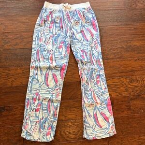 Lilly Pulitzer Kids Casual Pants with Blue and Pink Sailboat Design